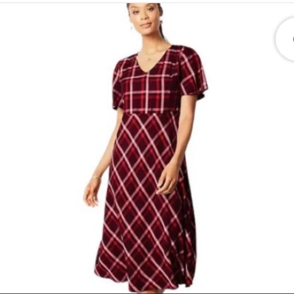 J.Jill V-neck plaid dress. Size extra large new with tags